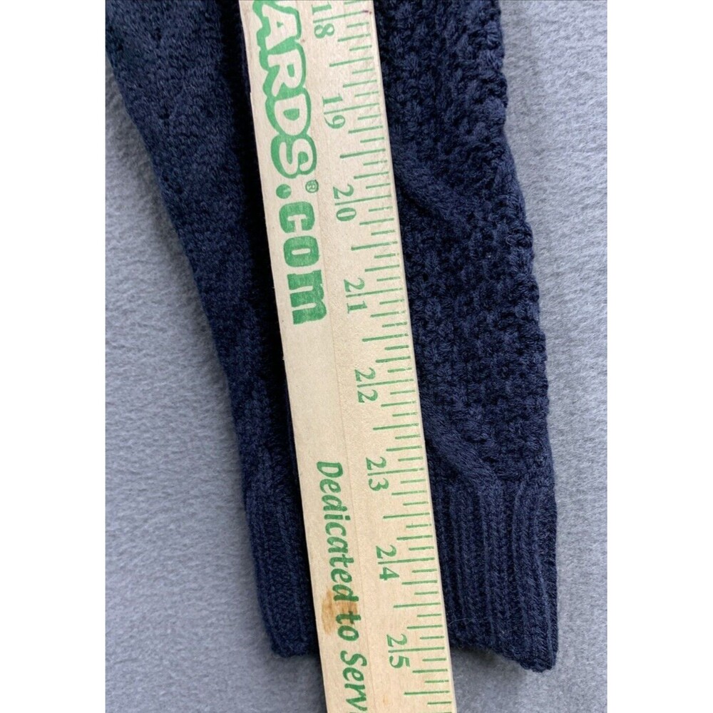 Mock Neck Chunky Knit Sweater Men’s Size L Blue Long Sleeves Pockets Toggles - Picture 7 of 13